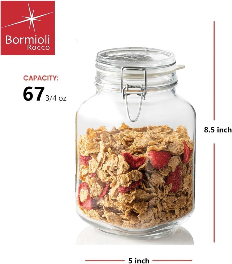Bormioli Rocco 149240M02121197 Fido Glass Canning Jar Italian 67Â¾ oz-2 Liter (2 Pack), (Pack of 2), Clear - Image 2